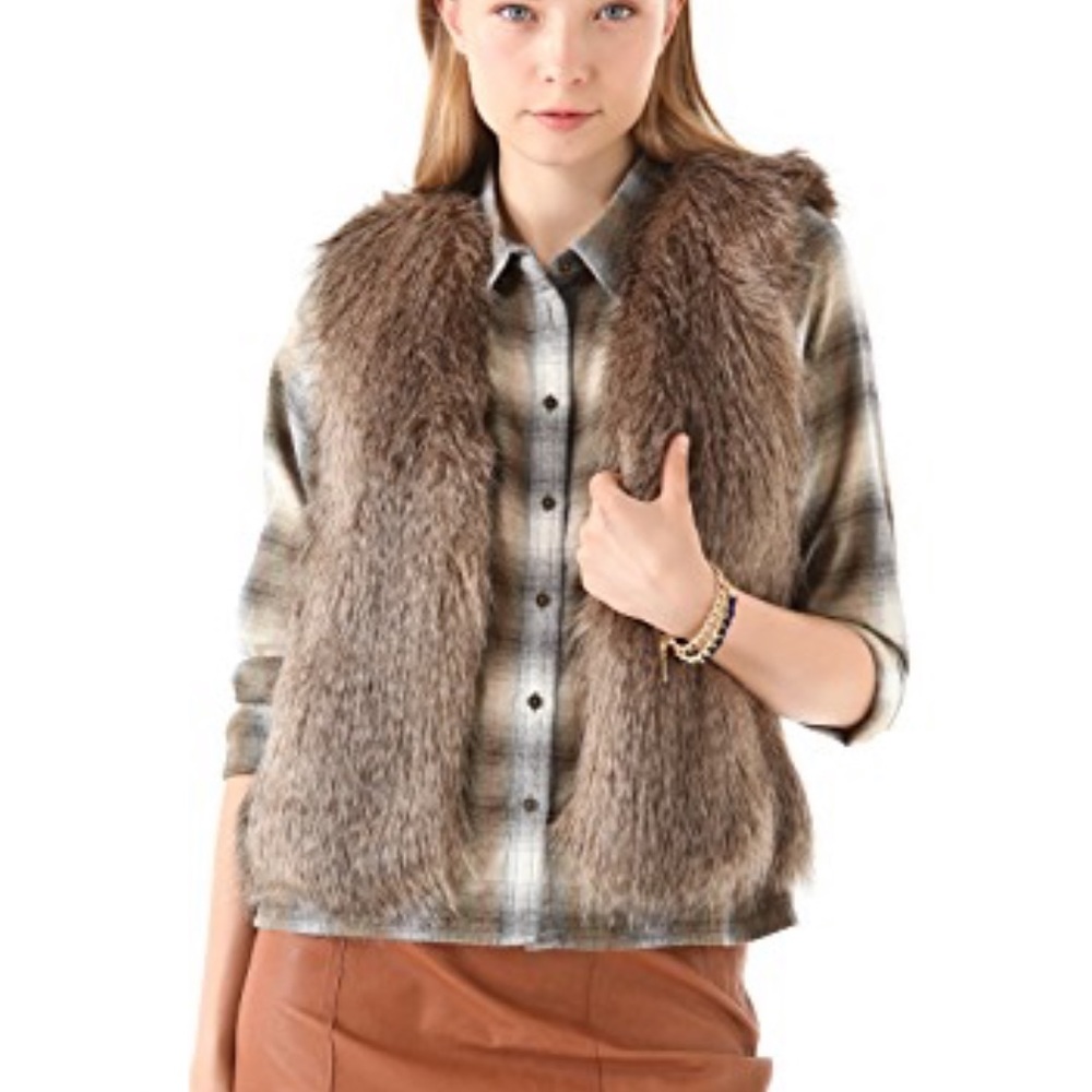 Club Monaco brown faux fur vest
